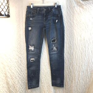 Miss Me Distressed Patched Mid-Rise Skinny Jeans Size 28